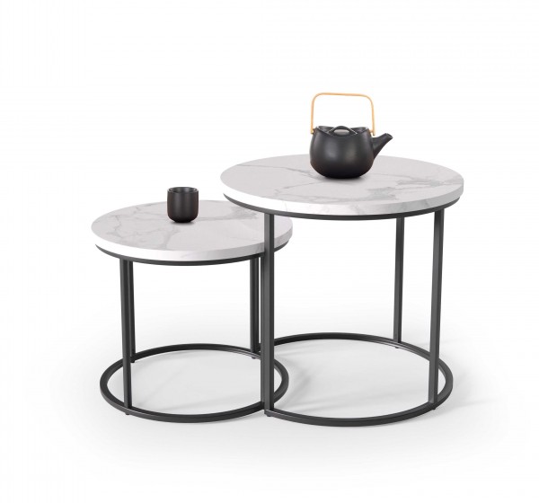 OREO set of two c. tables - white marble / black DIOMMI V-CH-OREO-LAW-BIAŁY_MARMUR