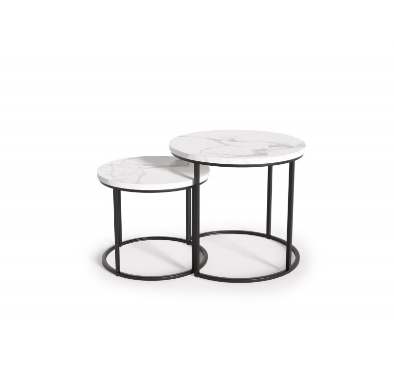 OREO set of two c. tables - white marble / black DIOMMI V-CH-OREO-LAW-BIAŁY_MARMUR