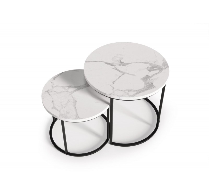 OREO set of two c. tables - white marble / black DIOMMI V-CH-OREO-LAW-BIAŁY_MARMUR