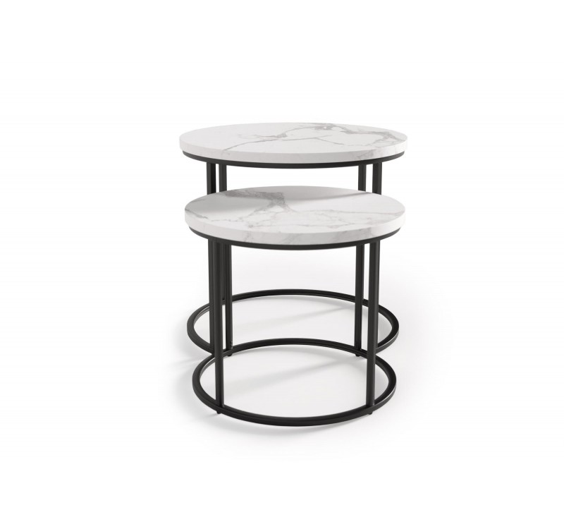 OREO set of two c. tables - white marble / black DIOMMI V-CH-OREO-LAW-BIAŁY_MARMUR