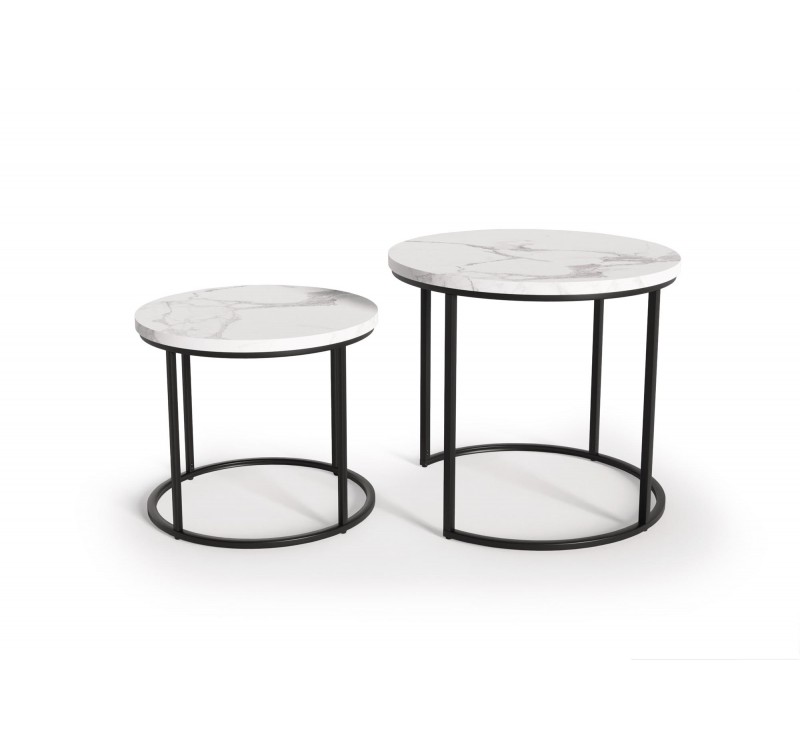 OREO set of two c. tables - white marble / black DIOMMI V-CH-OREO-LAW-BIAŁY_MARMUR