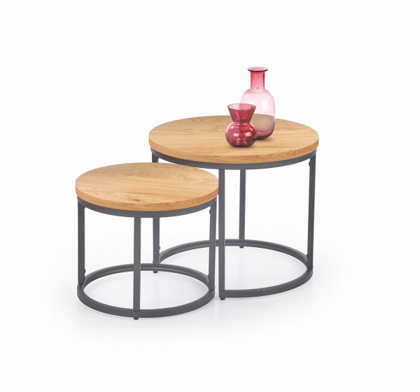 OREO set of two c. tables - golden oak / black DIOMMI V-CH-OREO-LAW-DĄB_ZŁOTY