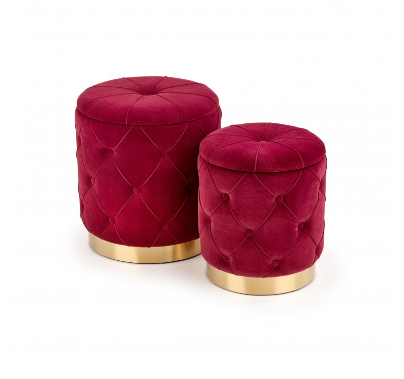 POLLY set of two stools, color: dark red DIOMMI V-CH-POLLY-PUFA-BORDOWY