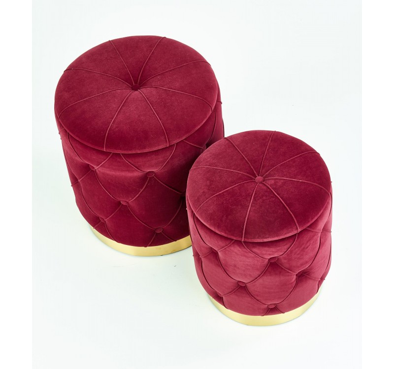 POLLY set of two stools, color: dark red DIOMMI V-CH-POLLY-PUFA-BORDOWY