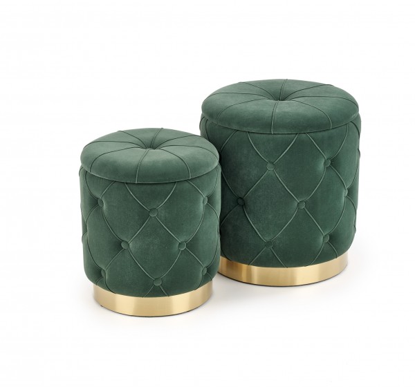 POLLY set of two stools, color: dark green DIOMMI V-CH-POLLY-PUFA-C.ZIELONY