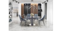 RICARDO extension table, color: top - grey marble, legs - dark grey DIOMMI V-CH-RICARDO-ST