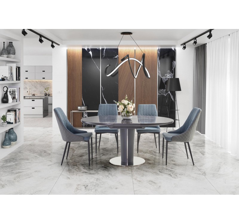 RICARDO extension table, color: top - grey marble, legs - dark grey DIOMMI V-CH-RICARDO-ST