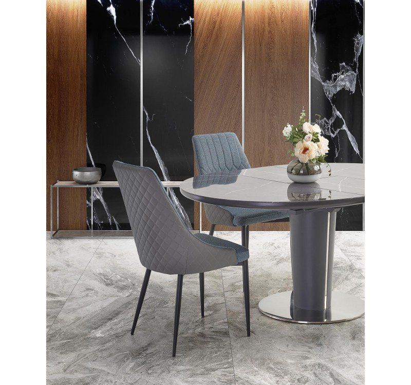 RICARDO extension table, color: top - grey marble, legs - dark grey DIOMMI V-CH-RICARDO-ST
