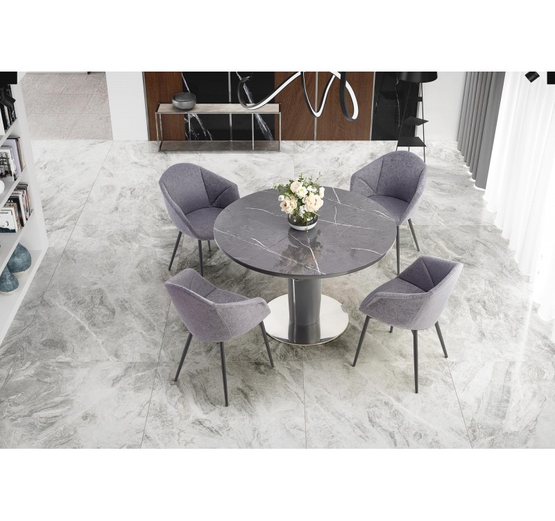 RICARDO extension table, color: top - grey marble, legs - dark grey DIOMMI V-CH-RICARDO-ST