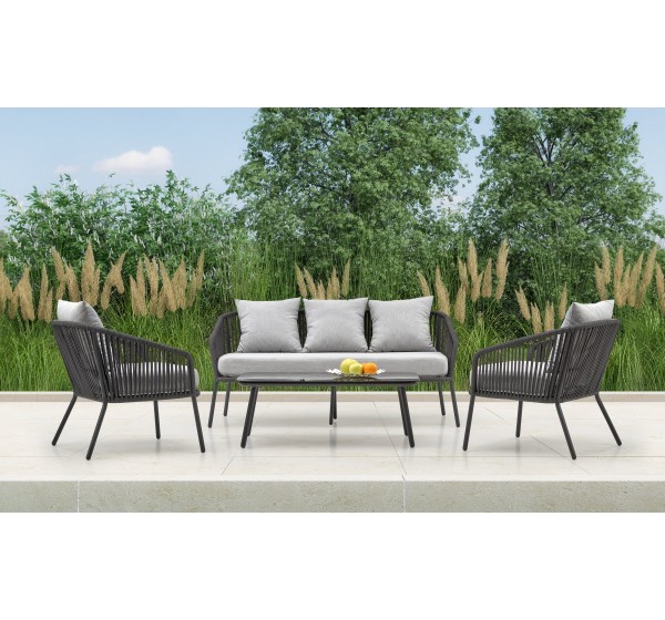 ROCCA, garden set ( sofa + chair 2x + c. table ), l.grey / d.grey DIOMMI V-CH-ROCCA-ZESTAW