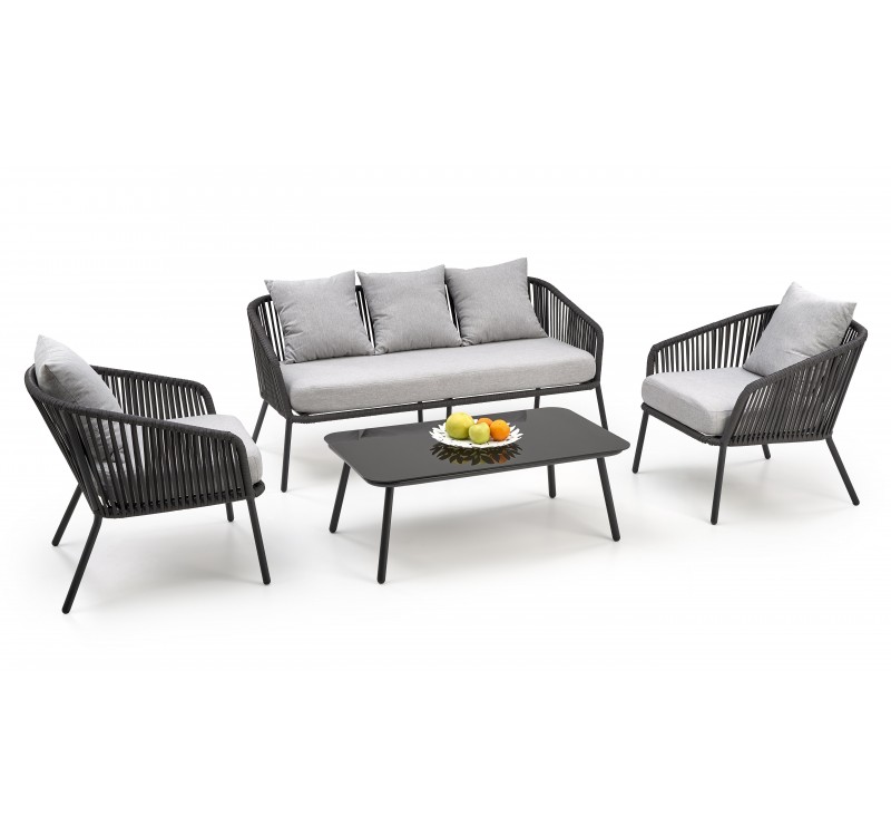 ROCCA, garden set ( sofa + chair 2x + c. table ), l.grey / d.grey DIOMMI V-CH-ROCCA-ZESTAW