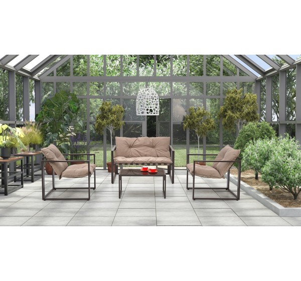 SHARK, garden set ( sofa + chair 2x + c. table ), color: black / cappuccino DIOMMI V-CH-SHARK-ZESTAW