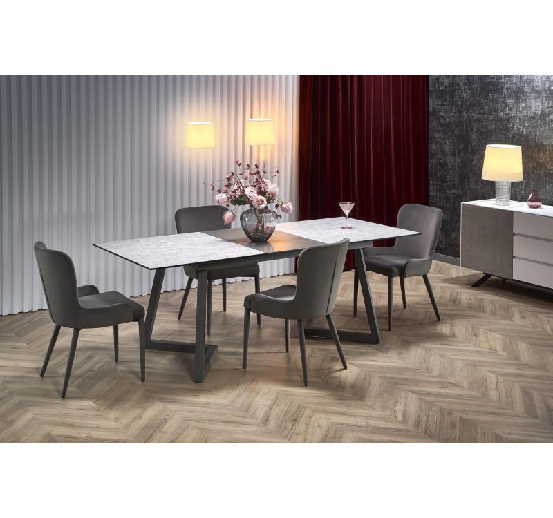 TIZIANO extension table, color: top - light grey / dark grey, legs - dark grey DIOMMI V-CH-TIZIANO-ST