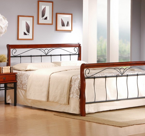 VERONICA bed 160 cm color: ant. cherry/black DIOMMI V-CH-VERONICA_160CM-LOZ