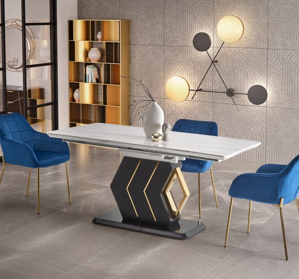 VINCENZO table white marble, leg black/gold DIOMMI V-CH-VINCENZO-ST