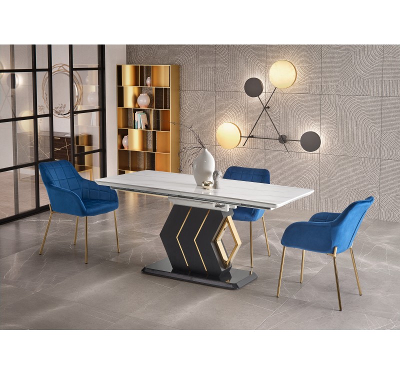 VINCENZO table white marble, leg black/gold DIOMMI V-CH-VINCENZO-ST