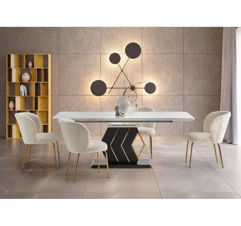 VINCENZO table white marble, leg black/gold DIOMMI V-CH-VINCENZO-ST