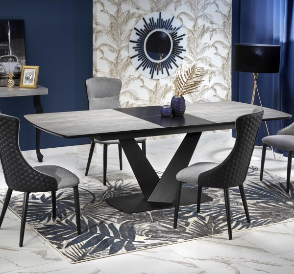 VINSTON extension table, color: top - dark grey / black, legs - black DIOMMI V-CH-VINSTON-ST
