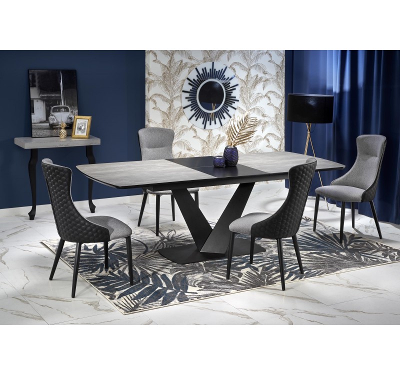VINSTON extension table, color: top - dark grey / black, legs - black DIOMMI V-CH-VINSTON-ST