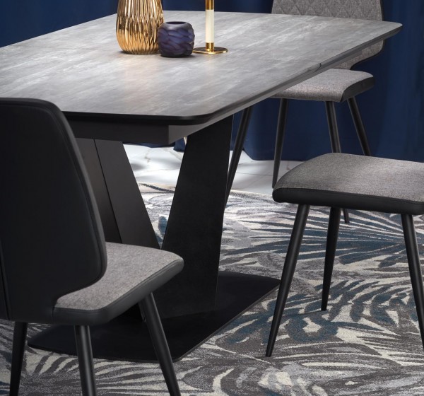 VINSTON extension table, color: top - dark grey / black, legs - black DIOMMI V-CH-VINSTON-ST