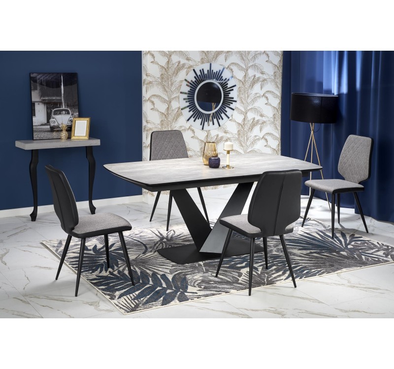 VINSTON extension table, color: top - dark grey / black, legs - black DIOMMI V-CH-VINSTON-ST