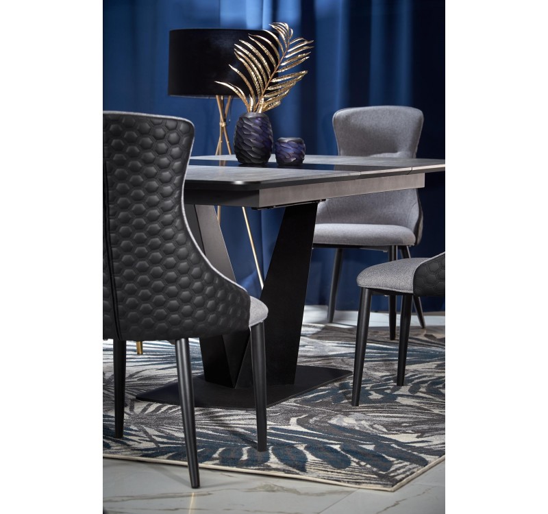 VINSTON extension table, color: top - dark grey / black, legs - black DIOMMI V-CH-VINSTON-ST