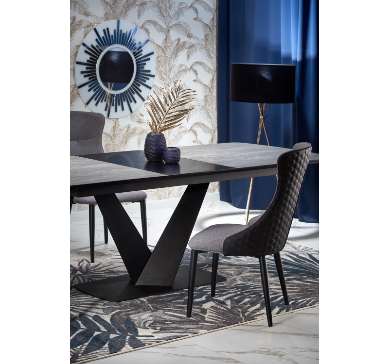 VINSTON extension table, color: top - dark grey / black, legs - black DIOMMI V-CH-VINSTON-ST