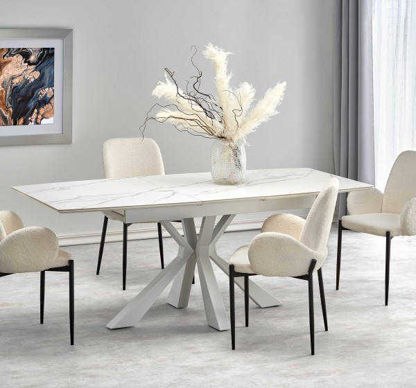 VIVALDI extension table white marble, leg white DIOMMI V-CH-VIVALDI-ST