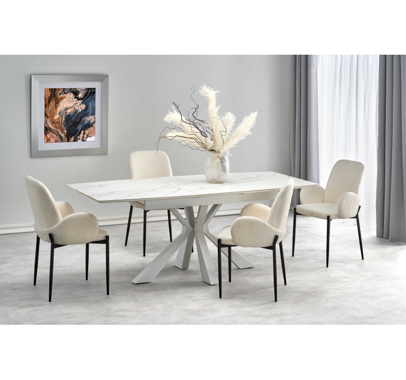 VIVALDI extension table white marble, leg white DIOMMI V-CH-VIVALDI-ST