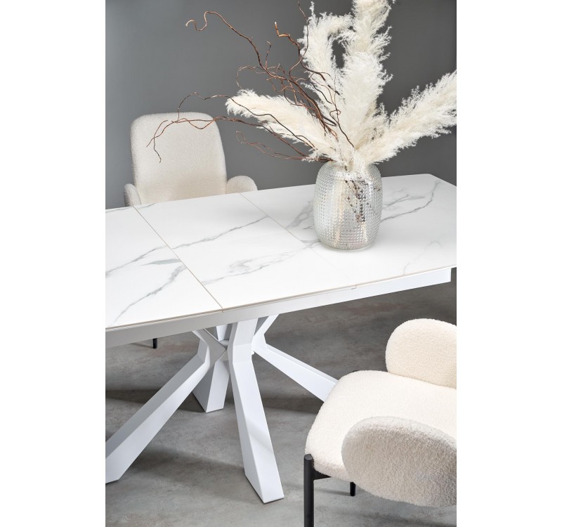 VIVALDI extension table white marble, leg white DIOMMI V-CH-VIVALDI-ST