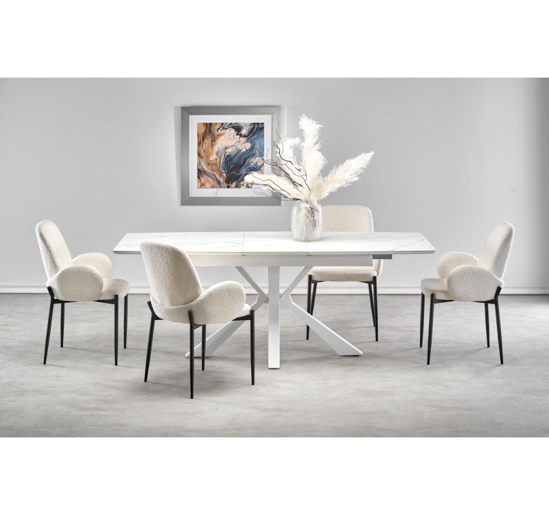 VIVALDI extension table white marble, leg white DIOMMI V-CH-VIVALDI-ST