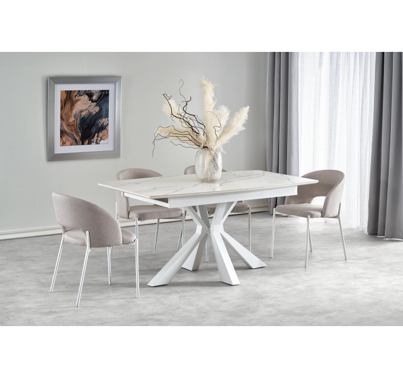 VIVALDI extension table white marble, leg white DIOMMI V-CH-VIVALDI-ST