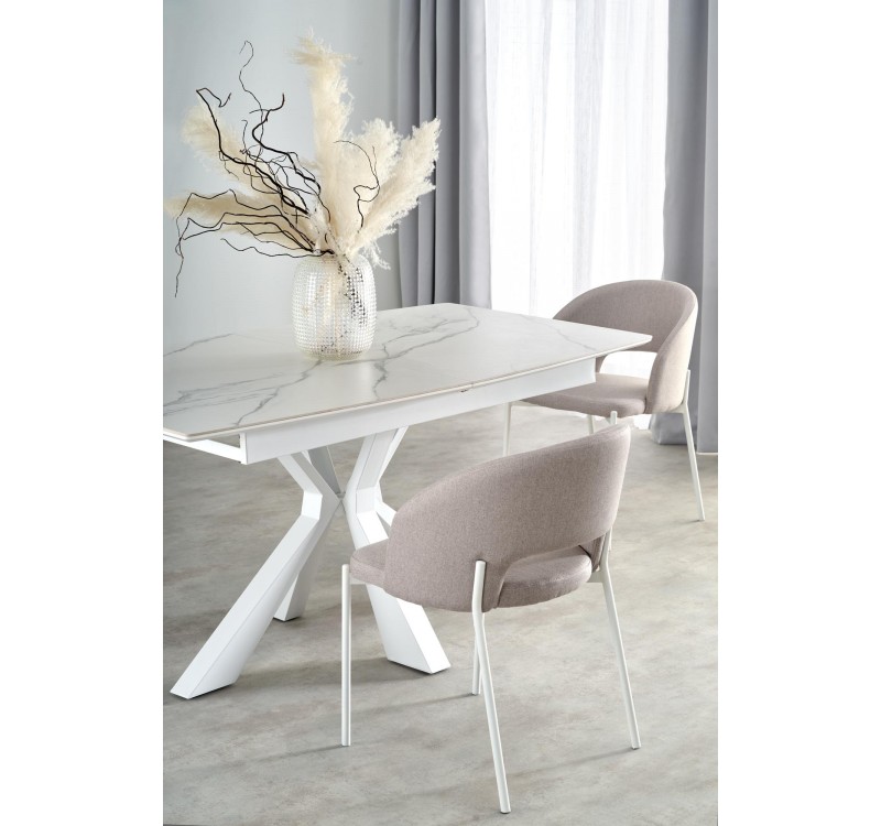 VIVALDI extension table white marble, leg white DIOMMI V-CH-VIVALDI-ST