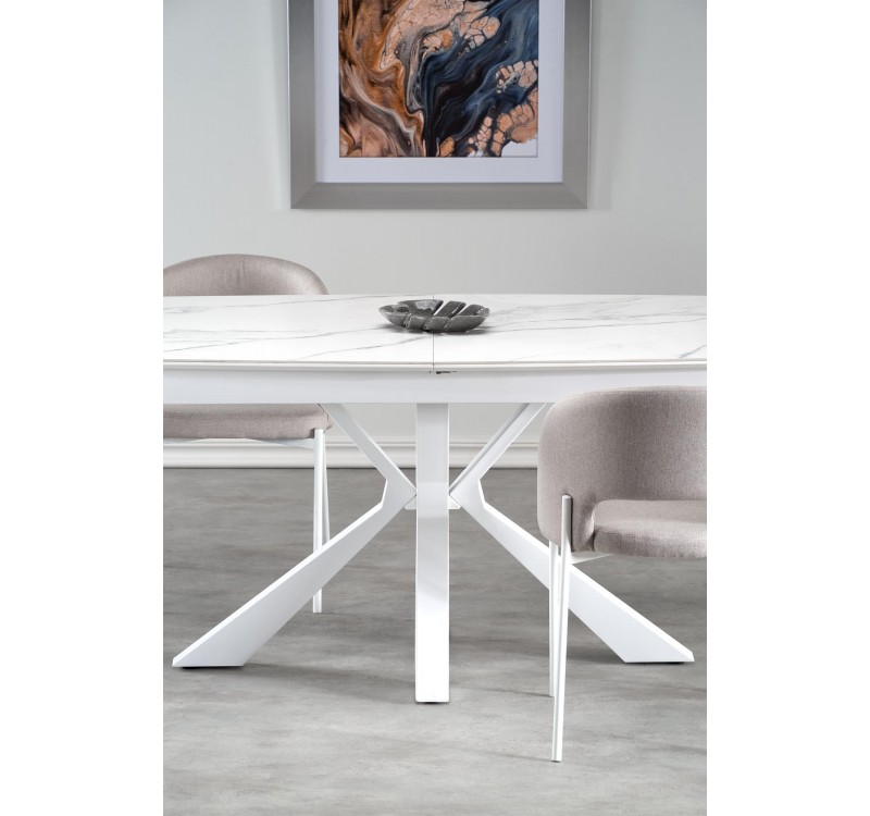 VIVALDI extension table white marble, leg white DIOMMI V-CH-VIVALDI-ST