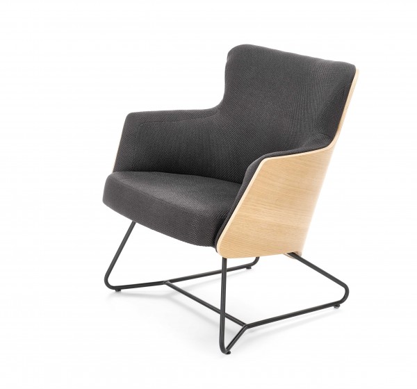 CHILLOUT leisure armchair dark grey / natural oak, legs - black DIOMMI V-PL-CHILLOUT-FOT-C.POPIEL/DĄB NAT.