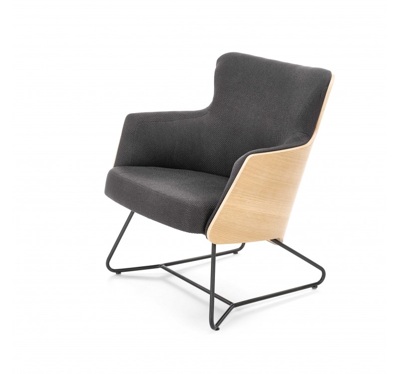 CHILLOUT leisure armchair dark grey / natural oak, legs - black DIOMMI V-PL-CHILLOUT-FOT-C.POPIEL/DĄB NAT.