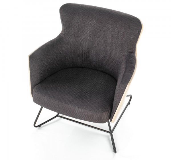 CHILLOUT leisure armchair dark grey / natural oak, legs - black DIOMMI V-PL-CHILLOUT-FOT-C.POPIEL/DĄB NAT.