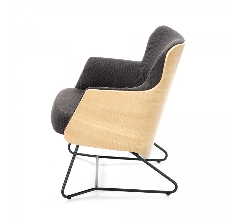 CHILLOUT leisure armchair dark grey / natural oak, legs - black DIOMMI V-PL-CHILLOUT-FOT-C.POPIEL/DĄB NAT.