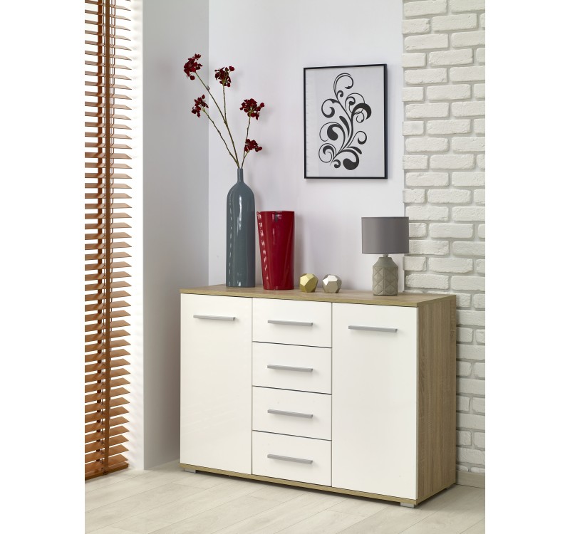 LIMA KM-4 chest, color: sonoma oak / white DIOMMI V-PL-LIMA-KM4-BIAŁY/SONOMA