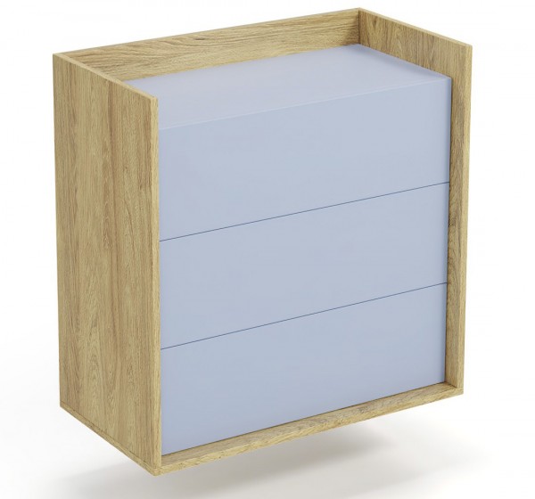 MOBIUS chest 3S color: hikora oak/light blue DIOMMI V-PL-MOBIUS-KOMODA_3S-NIEBIESKI