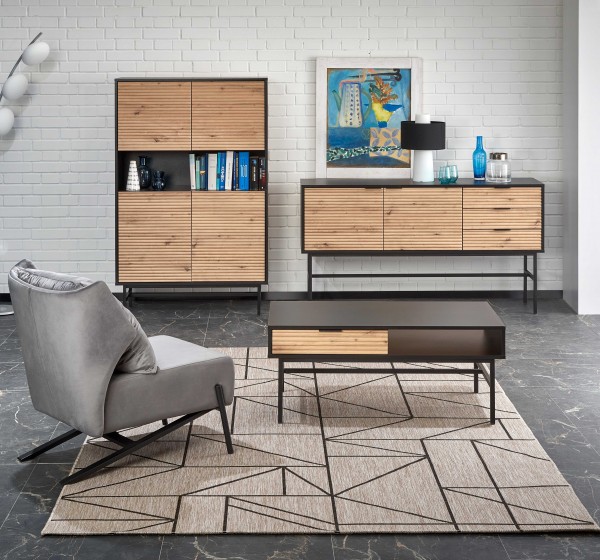 MURANO KM-1 chest, color: artisan oak/black DIOMMI V-PL-MURANO-KM-1