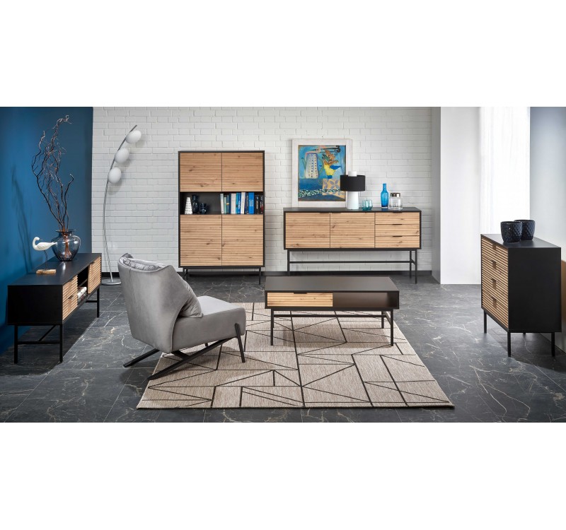MURANO KM-1 chest, color: artisan oak/black DIOMMI V-PL-MURANO-KM-1