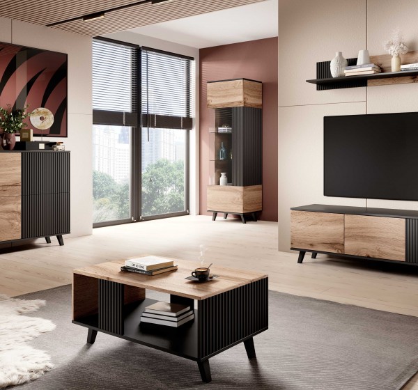 RANDOM P-1 hanging shelf, color: wotan oak/black DIOMMI V-PL-RANDOM-P-1