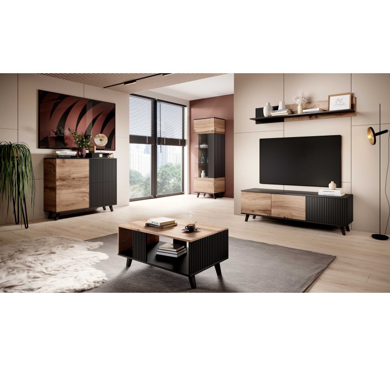 RANDOM P-1 hanging shelf, color: wotan oak/black DIOMMI V-PL-RANDOM-P-1