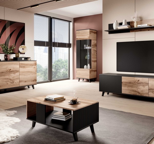 RANDOM P-2 hanging shelf, color: wotan oak/black DIOMMI V-PL-RANDOM-P-2