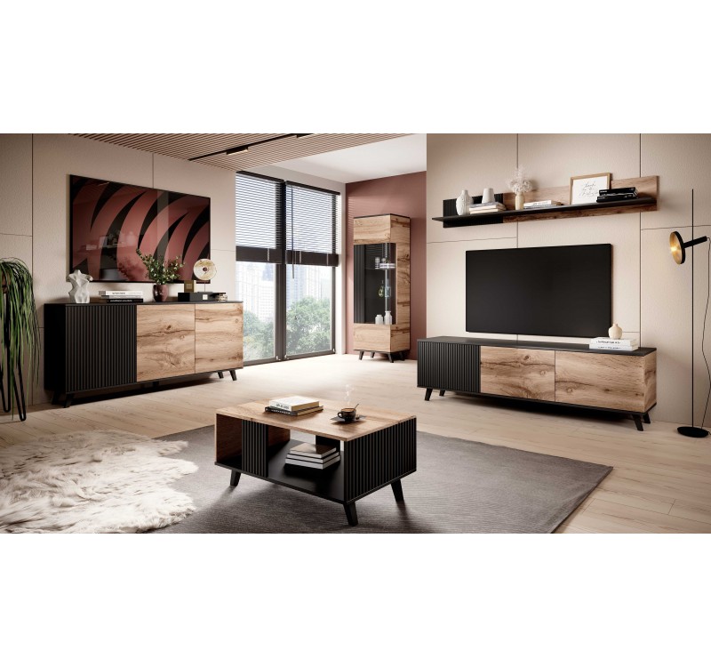 RANDOM W-1 display cabinet, color: wotan oak/black DIOMMI V-PL-RANDOM-W-1