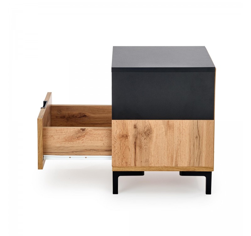 SILVIA bedside table, wotan oak - black DIOMMI V-PL-SILVIA-SZAFKA_N-WOTAN/CZARNY