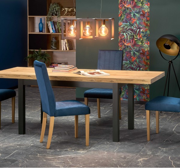 TIAGO extension table craft oak DIOMMI V-PL-TIAGO-ST-CRAFT/CZARNY