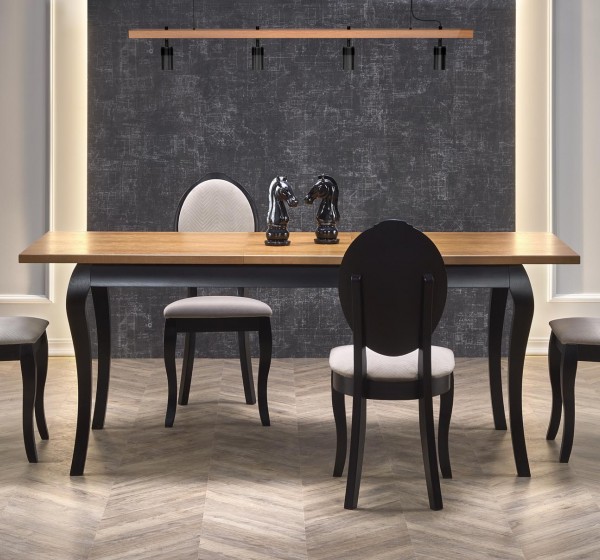 WINDSOR extension table, color: dark oak/black DIOMMI V-PL-WINDSOR-ST-C.DĄB/CZARNY
