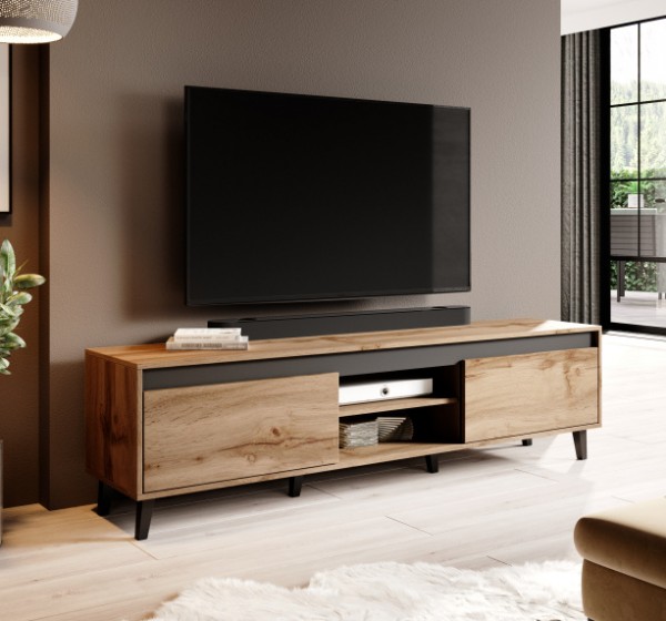 TV stand NORD II votan oak/antracyt/black